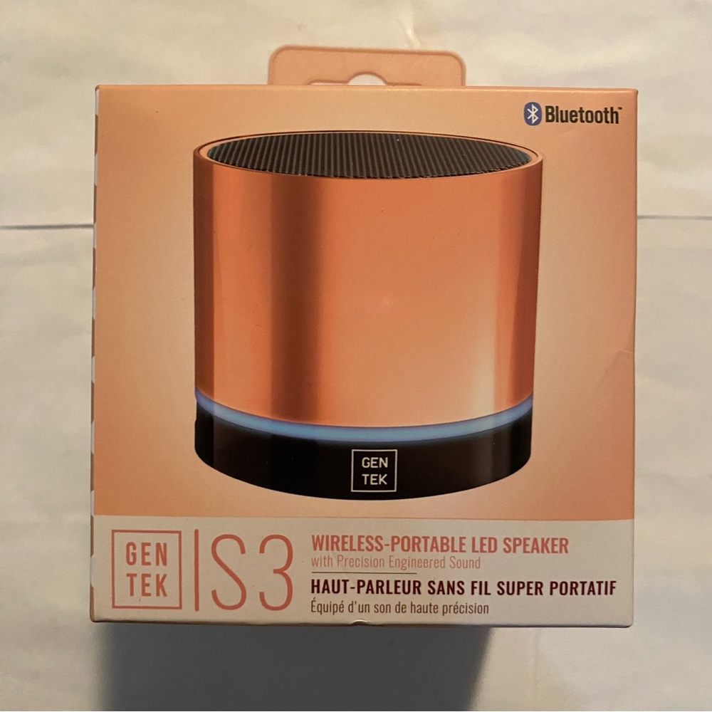 Gen Tek S3 Wireless Portable LED Speaker Bluetooth Rose Gold